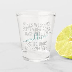 Verre A Shot Filles personnalisées Week-end Amis Voyage Personn