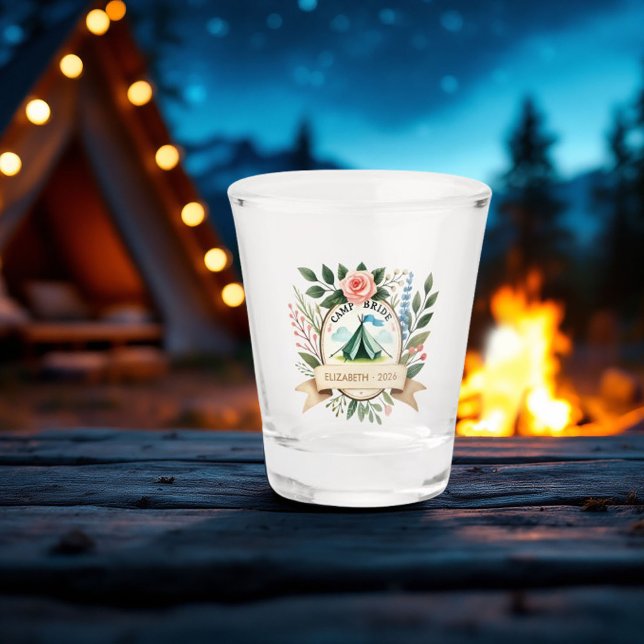 Verre A Shot Fin de semaine de bachelorette de la mariée de cam (Custom Camp Bride Bachelorette Weekend Shot Glass)