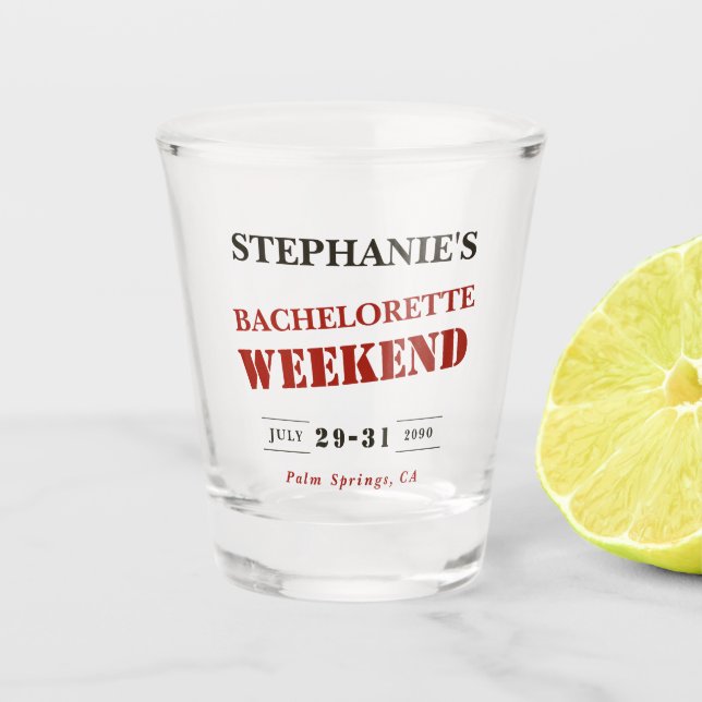 Verre A Shot Fin de semaine Retro Dark Red, Black & White Bache (Devant)