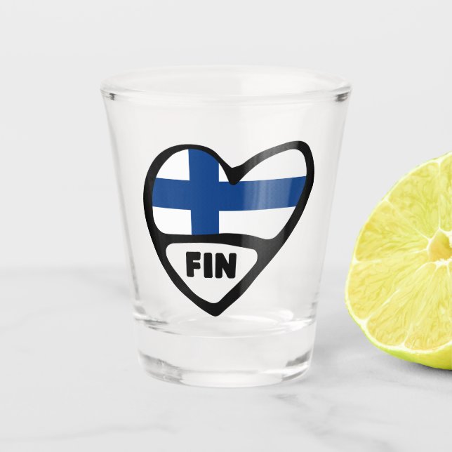 Verre A Shot Finlande Code Pays Coeur Drapeau, FIN (Devant)