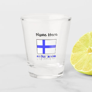 Verre A Shot Finlande et drapeau finlandais avec votre nom