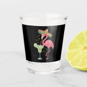 Verre A Shot Flamant qui boit une Margarita Poncho Mexicain Drô
