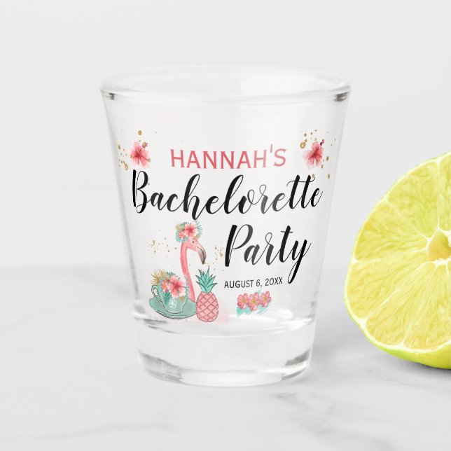 Verre A Shot Flamant rose de Parties scintillant en or rose Bac (Devant)