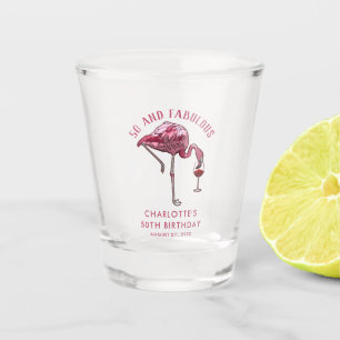 Verre A Shot Flamant rose personnalisé 50e anniversaire 50 et f