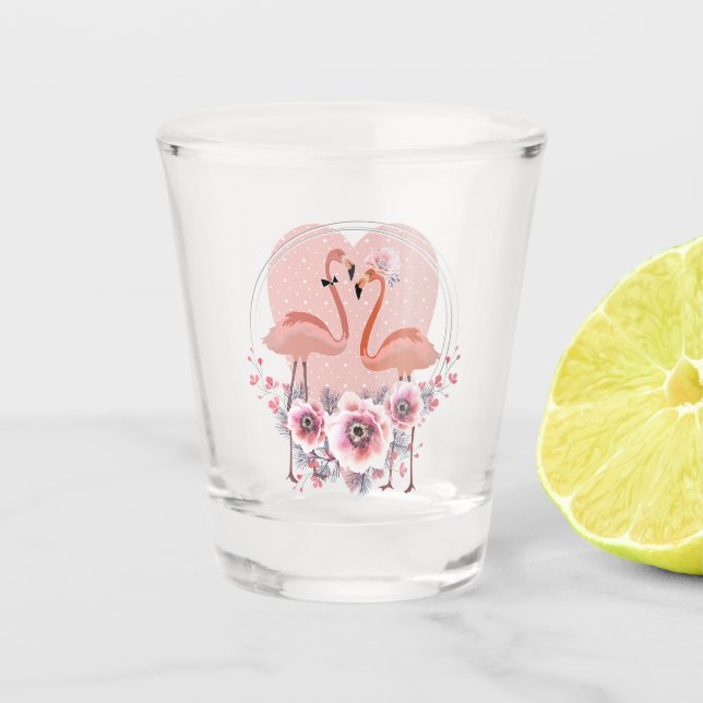 Verre A Shot Flamant rose rose. (Devant)