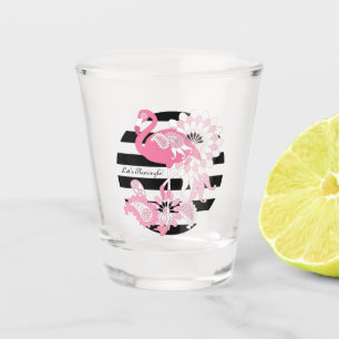 Verre A Shot Flamant rose rose des formes noires modernes