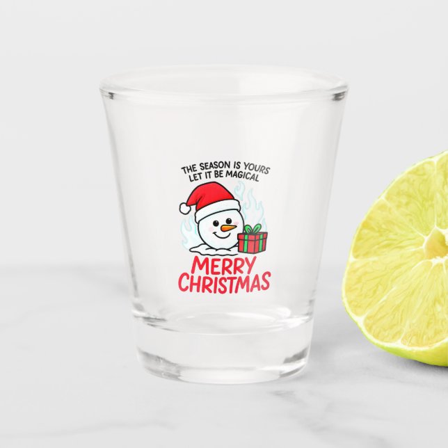 Verre A Shot Flaming Snowman Christmas Funny Holiday Mini (Devant)