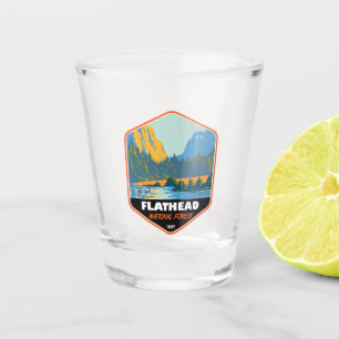Verre A Shot Flathead Forêt Nationale Montana Emblème Vintage