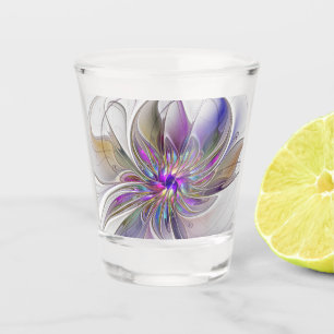Verre A Shot Fleur d'art fractal abstrait énergique et coloré