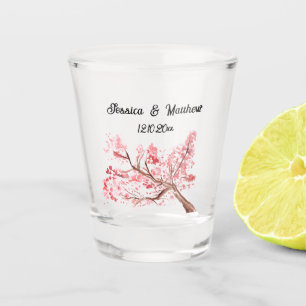 Verre A Shot Fleur de cerisier Mariages d'aquarelle rose