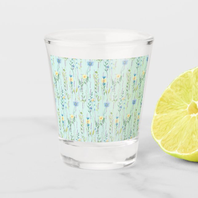 Verre A Shot Fleur de flore rustique du dégradé de l'aquarelle (Devant)