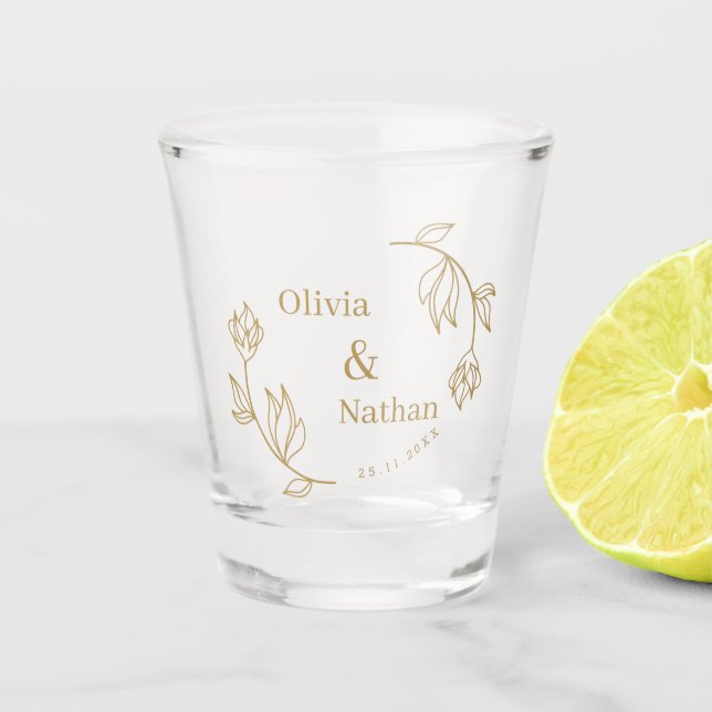 Verre A Shot Fleur de ligne élégante Couple Monogramme Cadeau d (Devant)