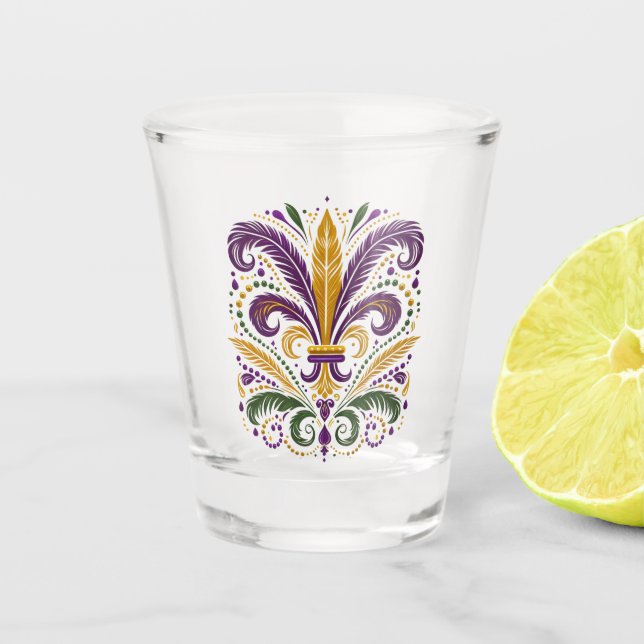 Verre A Shot Fleur de lis jaune et vert violet (Devant)