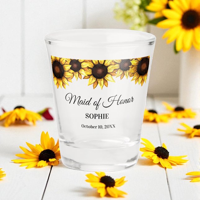 Verre A Shot Fleur de tournesol jaune blanc Mariage (Créateur téléchargé)