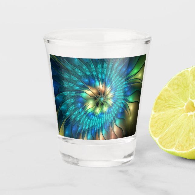Verre A Shot Fleur d'Imaginaire lumineux, Fractale Abstraite co (Devant)