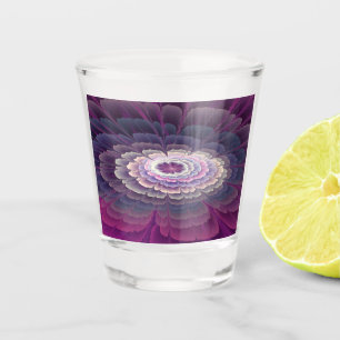 Verre A Shot Fleur frappante abstraite fractale couleur rose