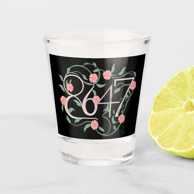 Verre A Shot Fleur subtile anti Trump 8647 86 47 Boho (Devant)