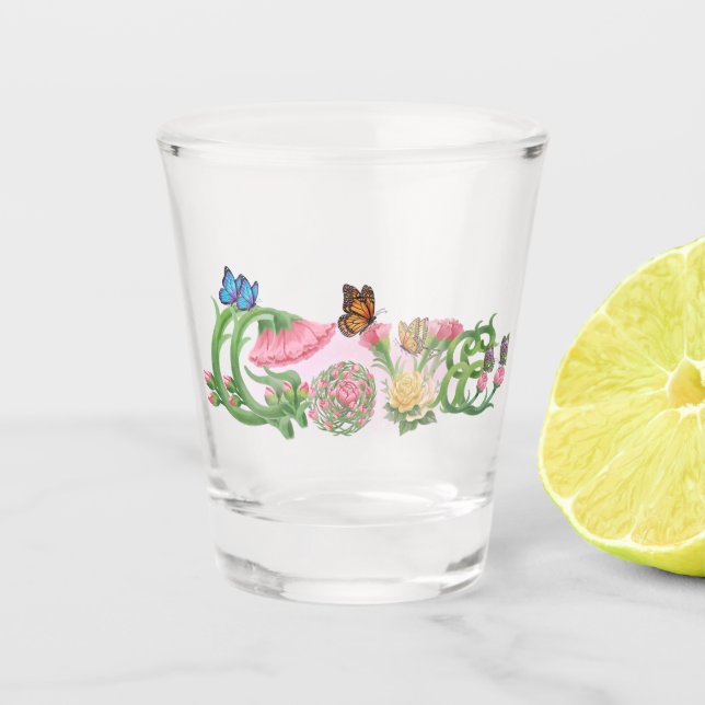 Verre A Shot Fleurs Amour  (Devant)