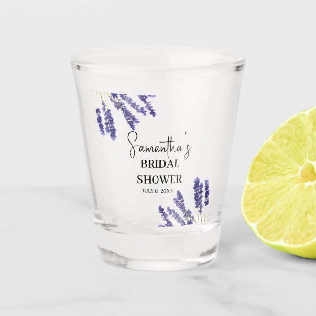 Verre A Shot Fleurs de lavande Shower de mariage aquarelle viol (Devant)
