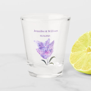 Verre A Shot Fleurs de lilas aquarelle mariage floral