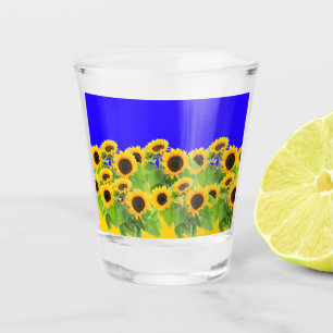 Verre A Shot Fleurs de soleil - drapeau ukrainien Paix Liberté