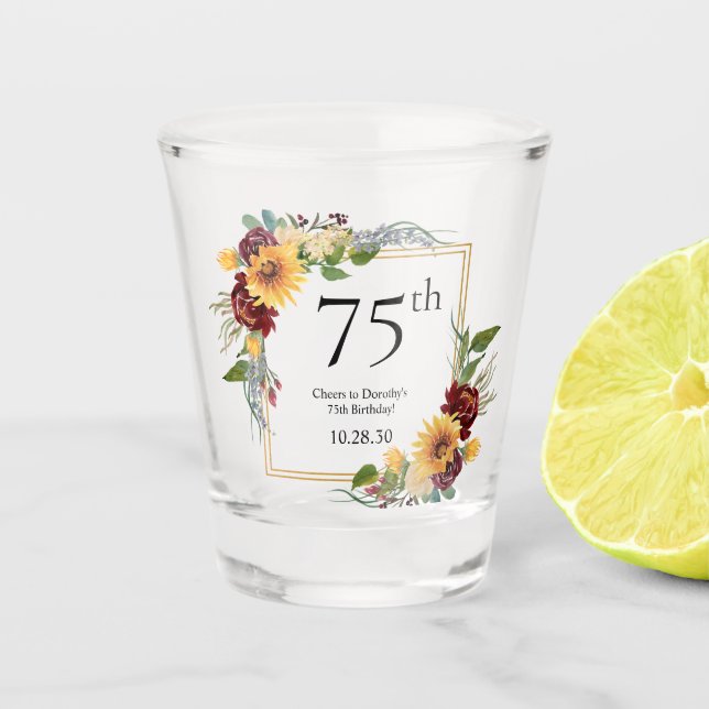 Verre A Shot Fleurs du soleil pour 75e anniversaire (Devant)
