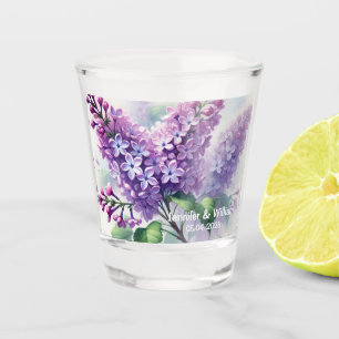 Verre A Shot Fleurs Lilac Aquarelle Mariage Floral