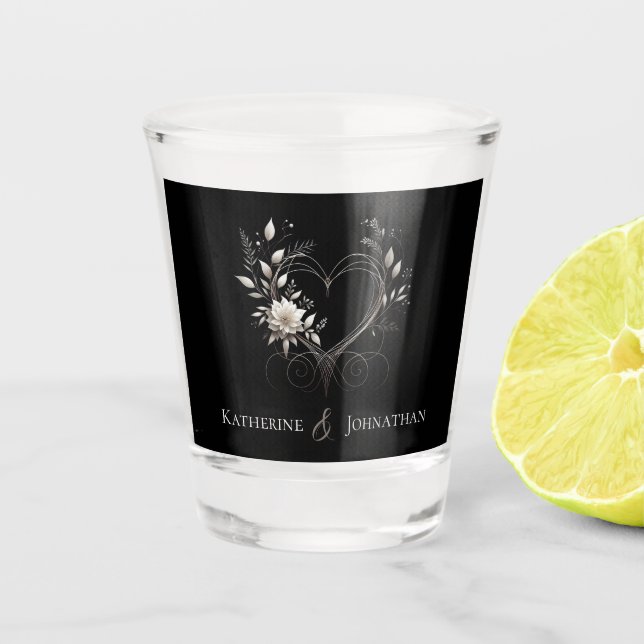 Verre A Shot Fleurs modernes-Mariage-Argent/Danser-Plan (Devant)