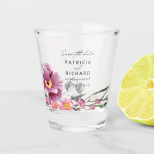 Verre A Shot Fleurs sauvages d'aquarelle mariage Enregistrer la