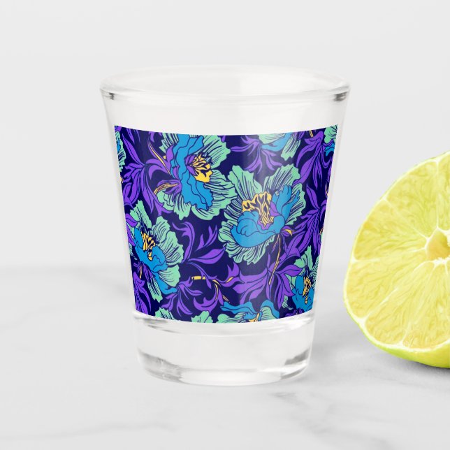 Verre A Shot Fleurs violettes et bleues William Morris (Devant)