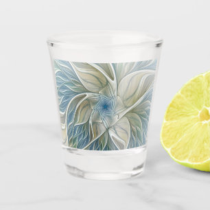 Verre A Shot Floral Dream Motif Abstrait Blue Khaki Fractal