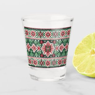 Verre A Shot Foire de Noël/hiver île rouge et verte
