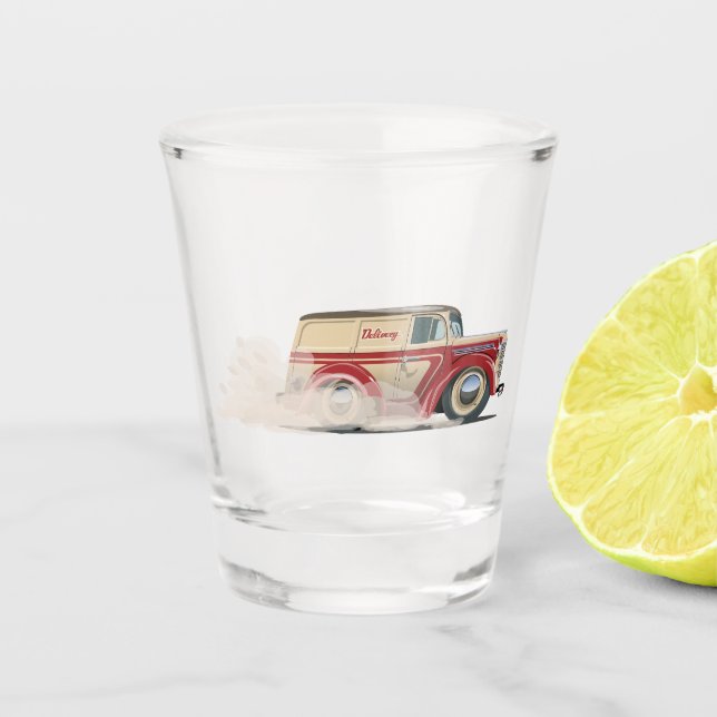 Verre A Shot Fourgonnette de livraison de dessin animé rétro (Devant)