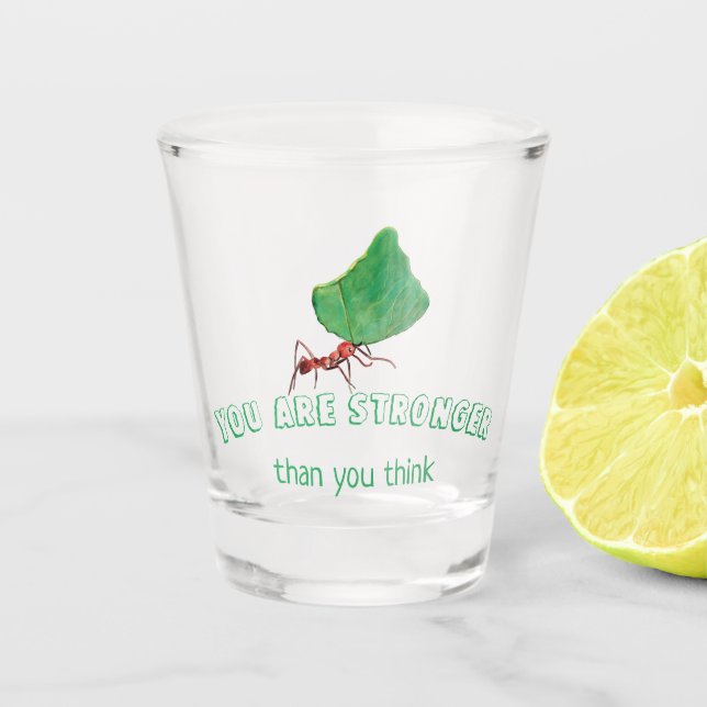 Verre A Shot Fourmi portant une grosse feuille (Devant)