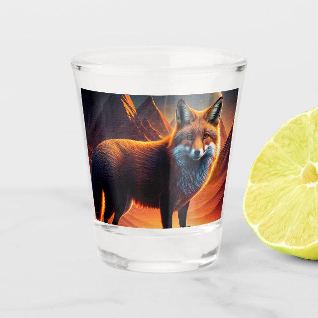 Verre A Shot Fox and a full moon (Devant)