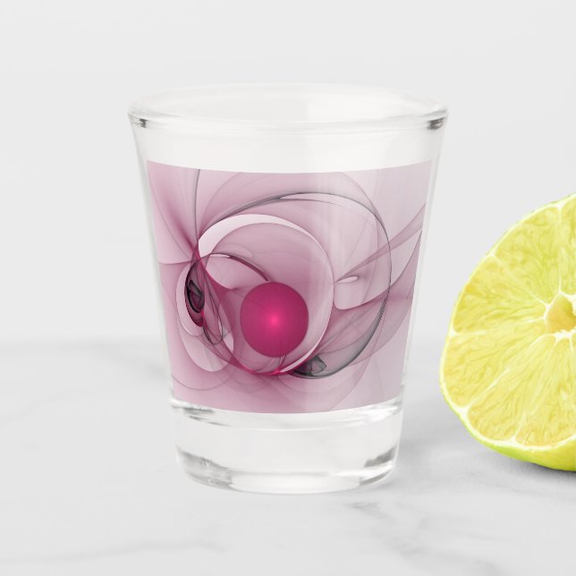Verre A Shot Fractale balançante, Art abstrait moderne rose bai (Devant)
