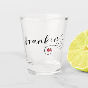 Verre A Shot Franken, Franconia Drapeau Coeur, Franconien