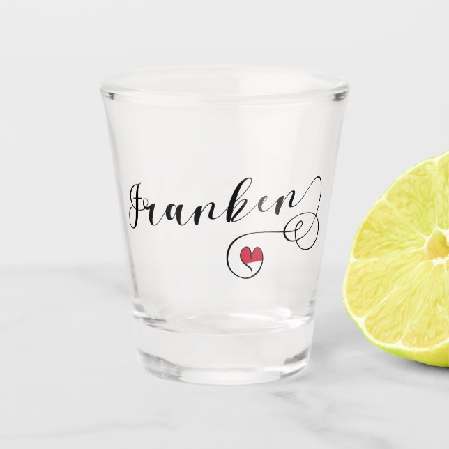 Verre A Shot Franken, Franconia Drapeau Coeur, Franconien (Devant)