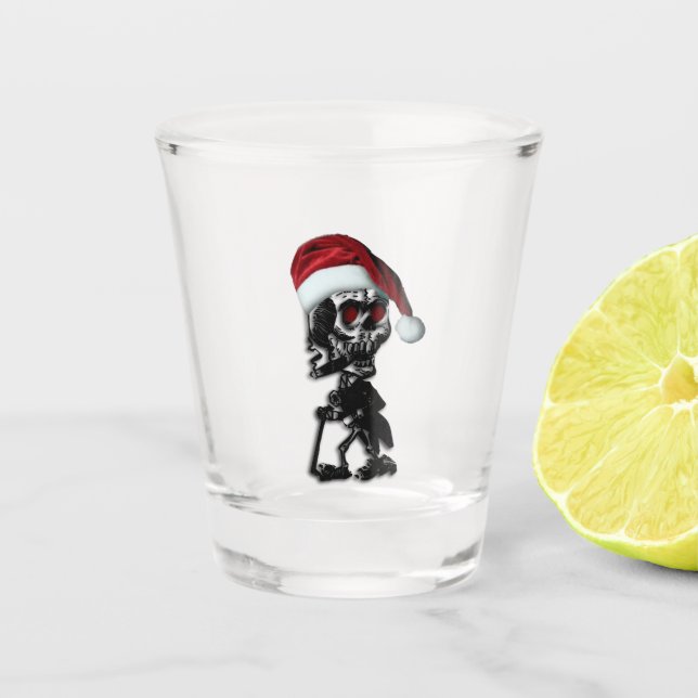 Verre A Shot Fumer le cigare Squelette de Noël (Devant)