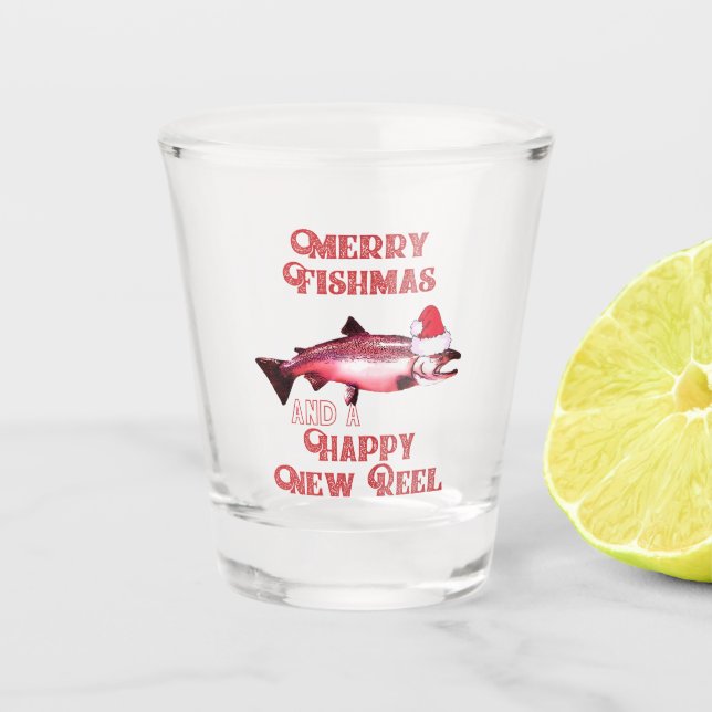 Verre A Shot Funky Christmas Saumon Fishing Pun Santa Hat (Devant)