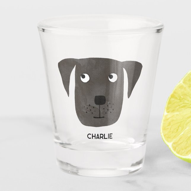 Verre A Shot Funny Black Labrador Retriever Chien Personnalisé (Fun dog personalized custom name shot glass for animal lovers)
