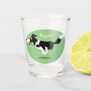 Verre A Shot Funny Border Collie chien en course dessin animé