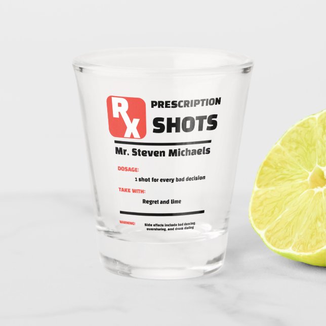 Verre A Shot FUNNY! 🍋‍🟩 Custom Joke Prescription Shot Glass (Devant)