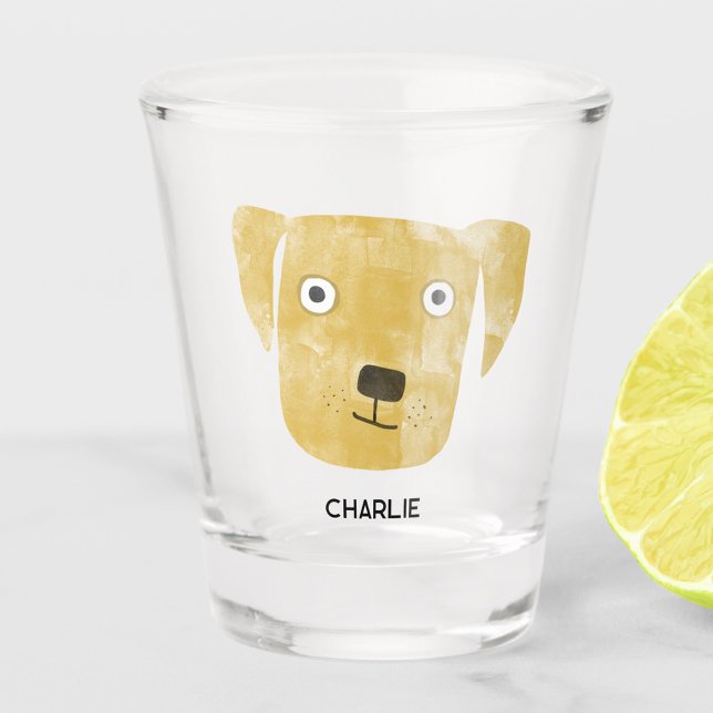 Verre A Shot Funny Golden Labrador Retriever Dog Personnalisé (Funny Golden Yellow Labrador Retriever dog personalized custom name shot glass)