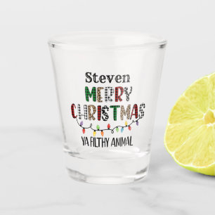 Verre A Shot Funny Joyeux Noël sale animal ajouter nom