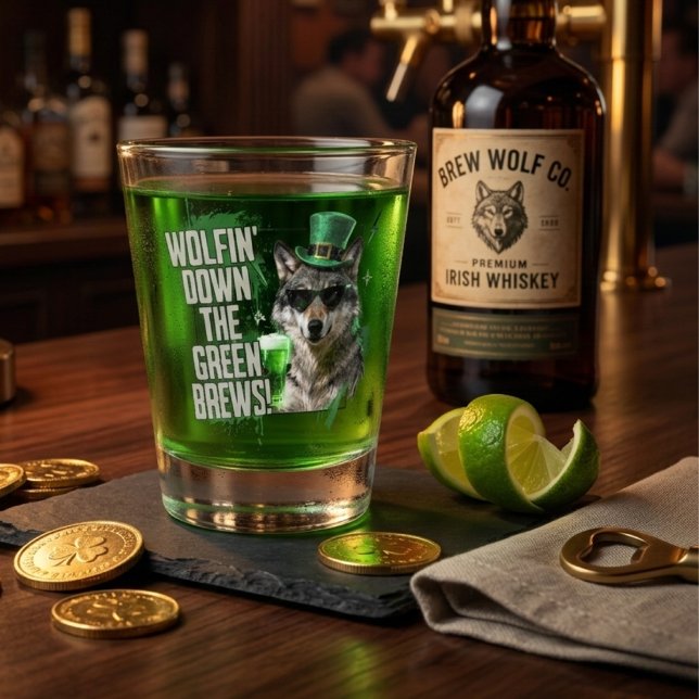 Verre A Shot Funny St. Patrick’s Day Wolf Irish Party Favor (Créateur téléchargé)