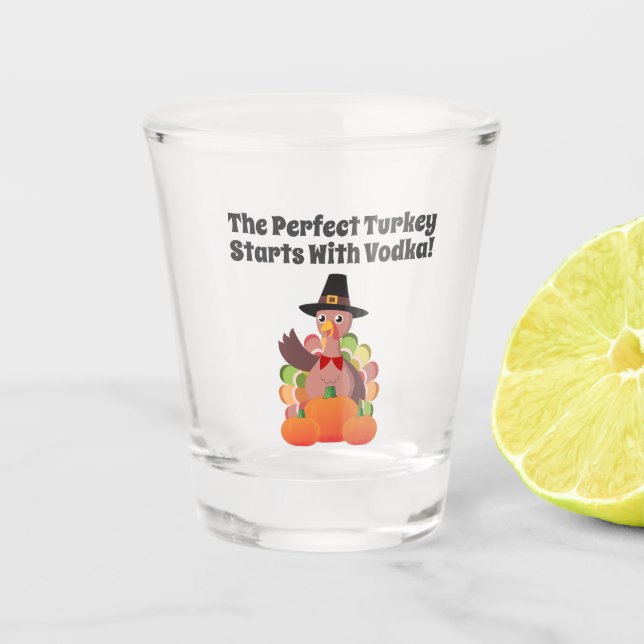 Verre A Shot Funny Thanksgiving Vodka Turquie Citrouille (Devant)