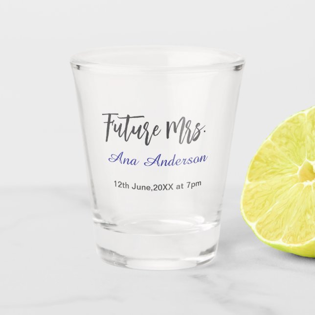 Verre A Shot Futur nom de famille de Mme la mariée à marier gri (Devant)