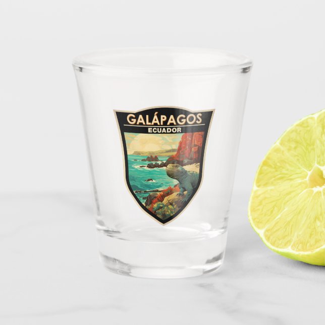 Verre A Shot Galapagos Îles Voyage Art Vintage (Devant)