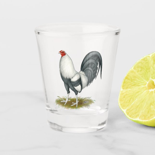 Verre A Shot Gamecock Bleu d'argent du jeu américain (Devant)